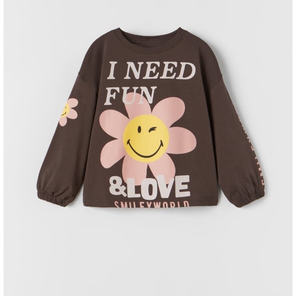super cute zara long sleeve graphic shirt! size girls 13-14